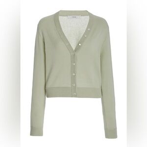 Vince - Buttoned Cardigan Sweater in Celery 100% Cashmere Size L NWT